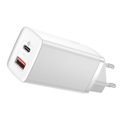 Фото Сетевое зарядное устройство Baseus GaN2 Lite Quick Charger C+U 65W (белый)
