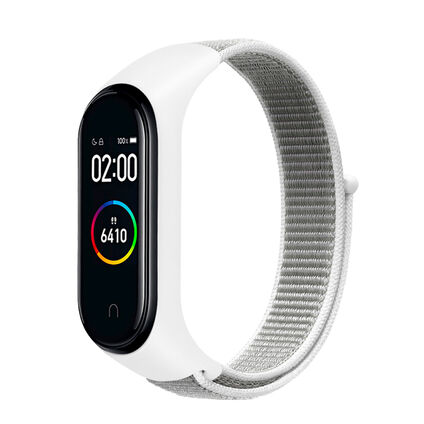 Фото Нейлоновый ремешок для Xiaomi Mi Band 3 (Бело-серый)