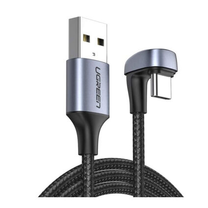 Фото Кабель UGREEN USB-A 2.0-Type-C 3A загнутый в оплетке