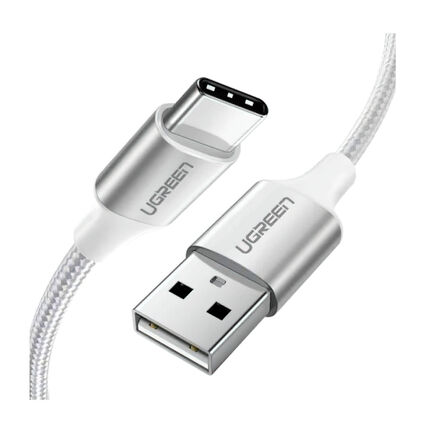Фото Кабель UGREEN USB-A 2.0-Type-C 3A в оплетке (белый, 0.25м)