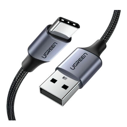 Фото Кабель UGREEN USB-A 2.0-Type-C 3A в оплетке (черный, 0.25м)