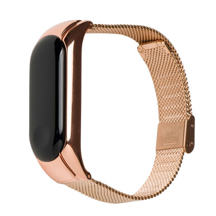 Фото Металлический ремешок для Xiaomi Mi Band 3 Stainless Grid (Розовое золото)