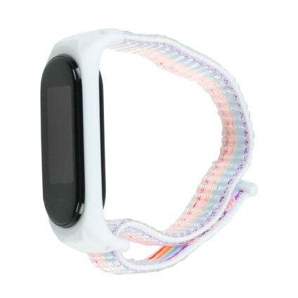 Фото Нейлоновый ремешок для Xiaomi Mi Band 5 (Радужно-белый)