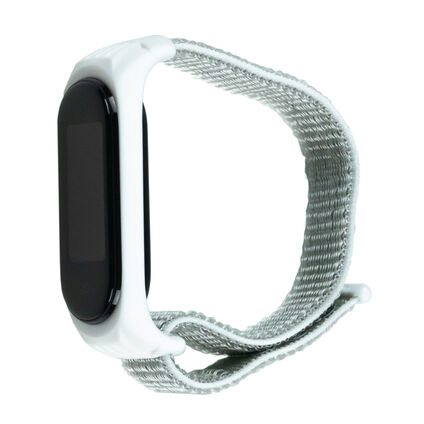 Фото Нейлоновый ремешок для Xiaomi Mi Band 5 (Бело-серый)