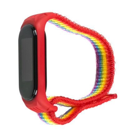 Фото Нейлоновый ремешок для Xiaomi Mi Band 5 (Радужно-красный)