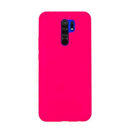 Фото Чехол для Xiaomi Redmi 9 бампер AT Silicone case (Ярко-розовый)