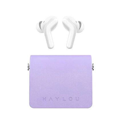 Фото Беспроводные Bluetooth наушники Haylou T87 Lady Bag с цепочкой б/у (Фиолетовый, отличное)
